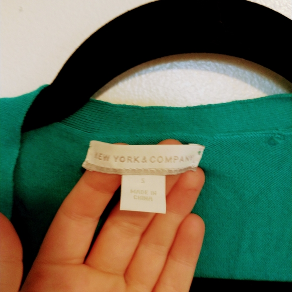 New York & Company blue green lightweight button up cardigan size small. Some pi - Picture 3 of 5